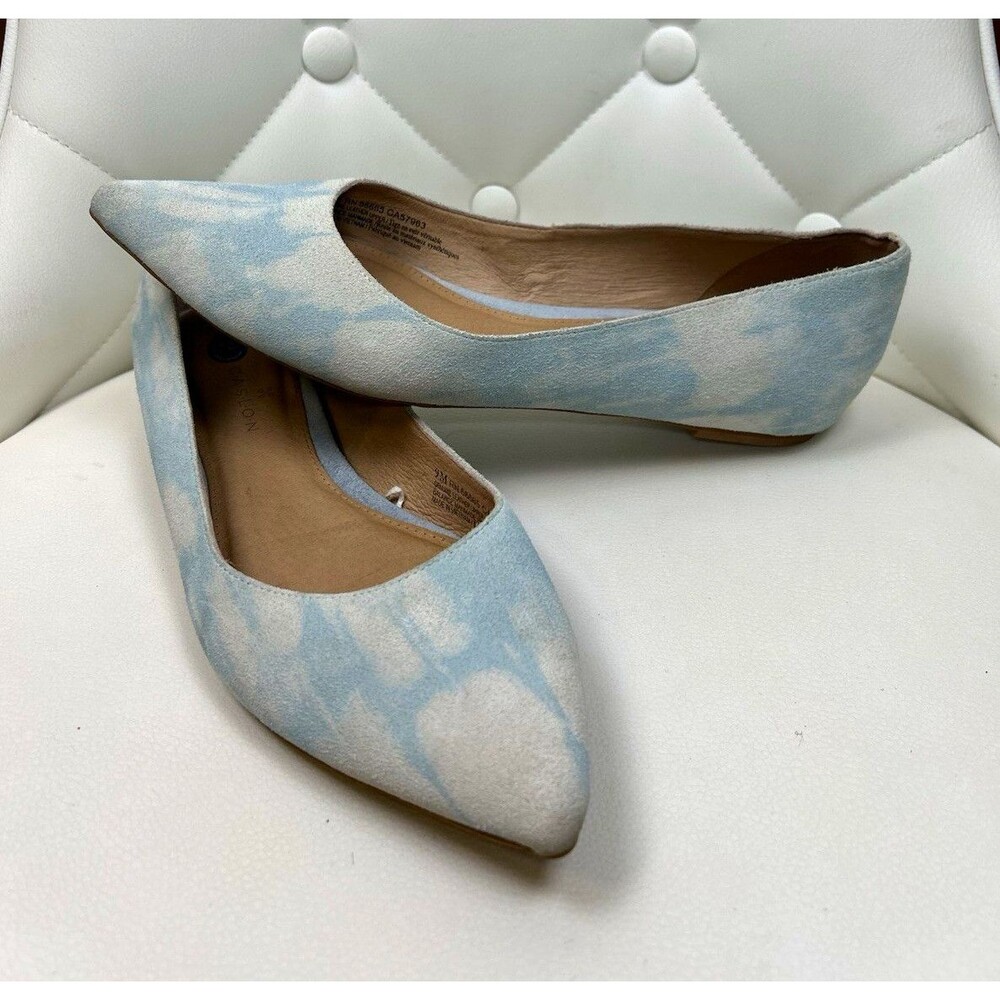 Caslon 9 M Blue White Tie Dye Leather Flats Pointed Toe Water Resistant SlipOn